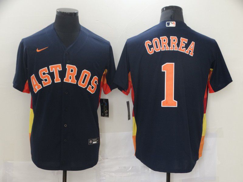Men Houston Astros #1 Correa Blue Game 2021 Nike MLB Jersey->houston astros->MLB Jersey